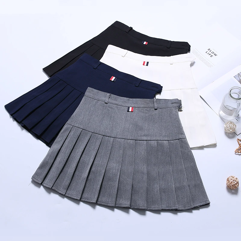 Pleated Skirt Summer Short Saia Gray High Waisted A-line Falda Tableada Women's Clothes Korean Stylish Black Mini Skirt For Girl