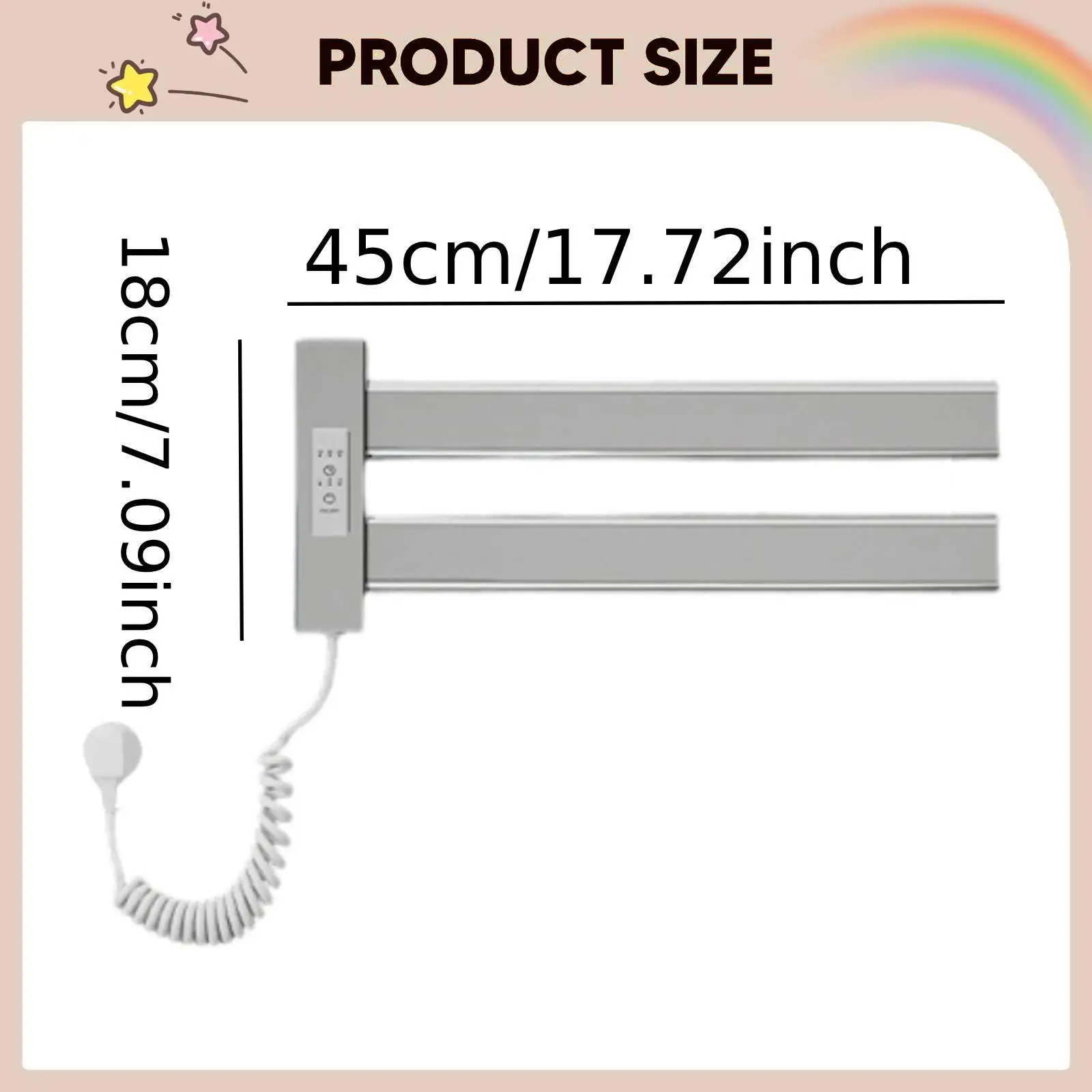 Electric Towel Dryer Quick Drying Towel Holder No Drill Adhesive Wall Rack for Bathroom Organization