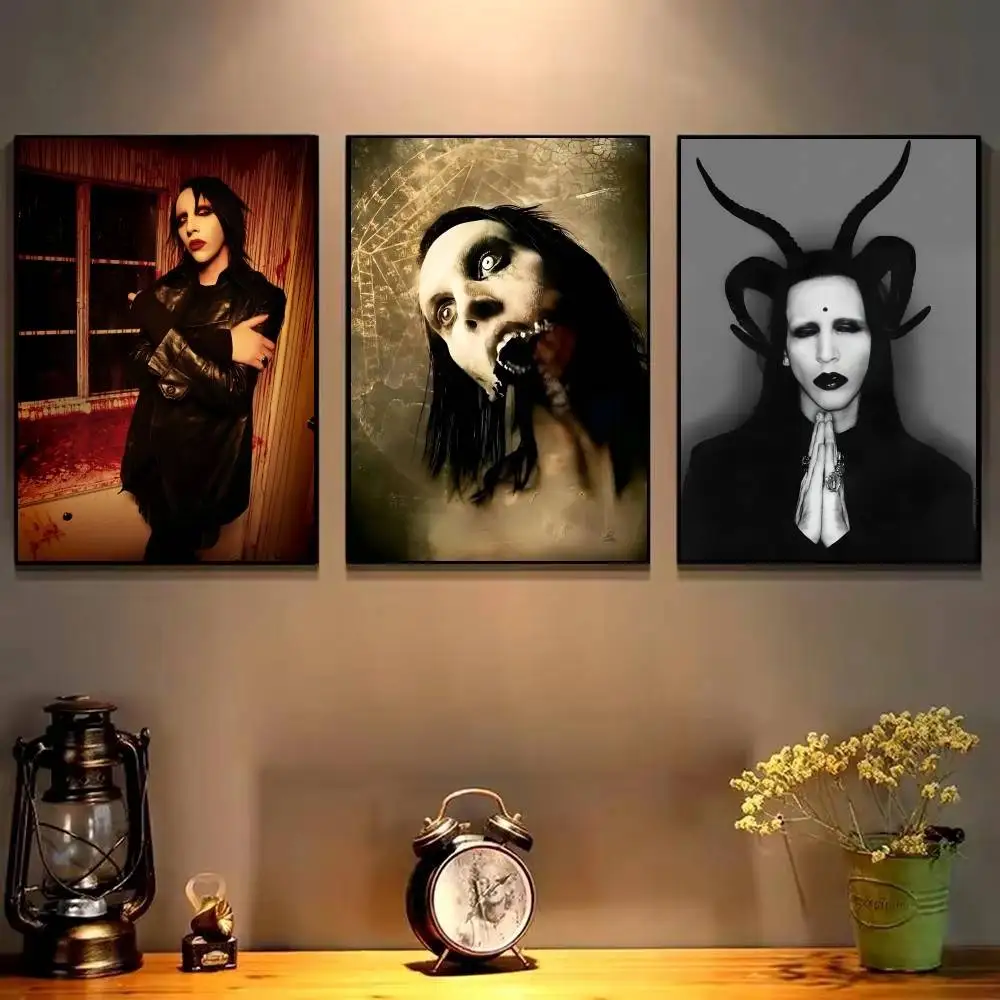 Rock Singer M-Marilyn M-Manson Posters Fancy Wall Sticker for Living Room Bar Decoration Wall Decor view 3