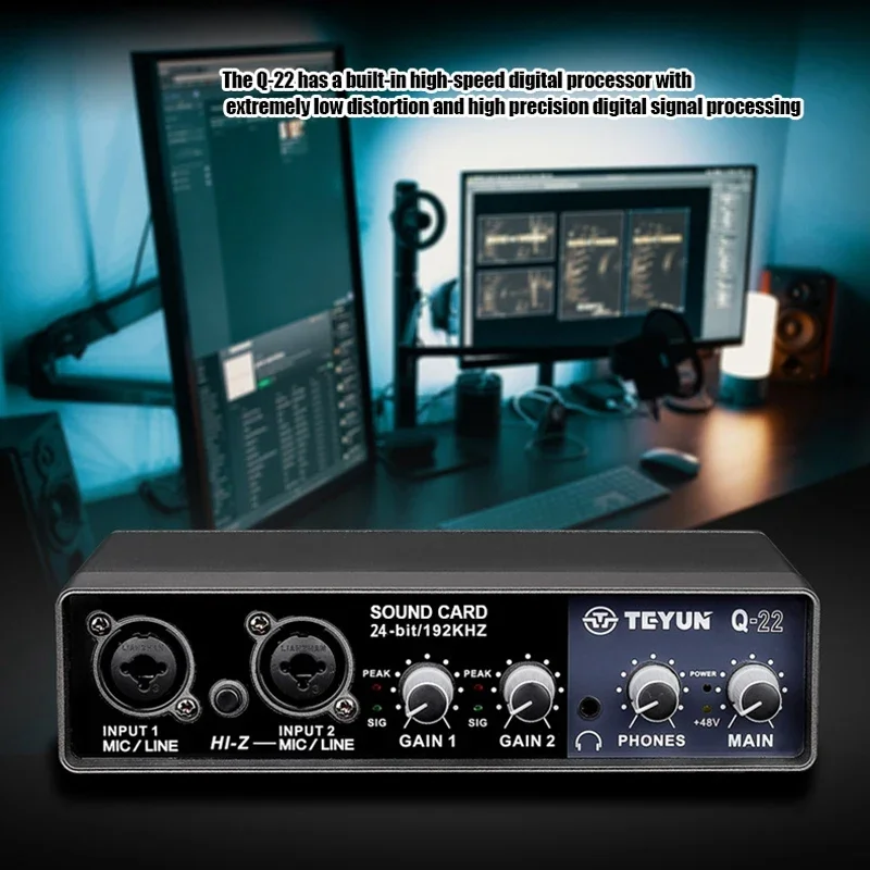 TEYUN Audio Interface Apple with Monitoring Live Recording Professional interface de audio usb Sound Card For Studio Singing