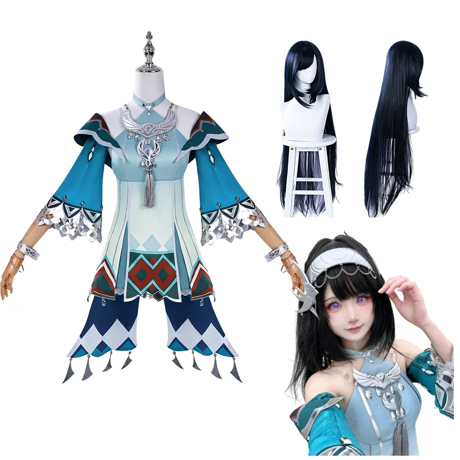 

В НАЛИЧИИ Genshin Impact Lan Yan Косплей Костюм Полный комплект с обувью Парик Карнавал, Comic Con Хэллоуин Ролевая игра для женщин и девочек