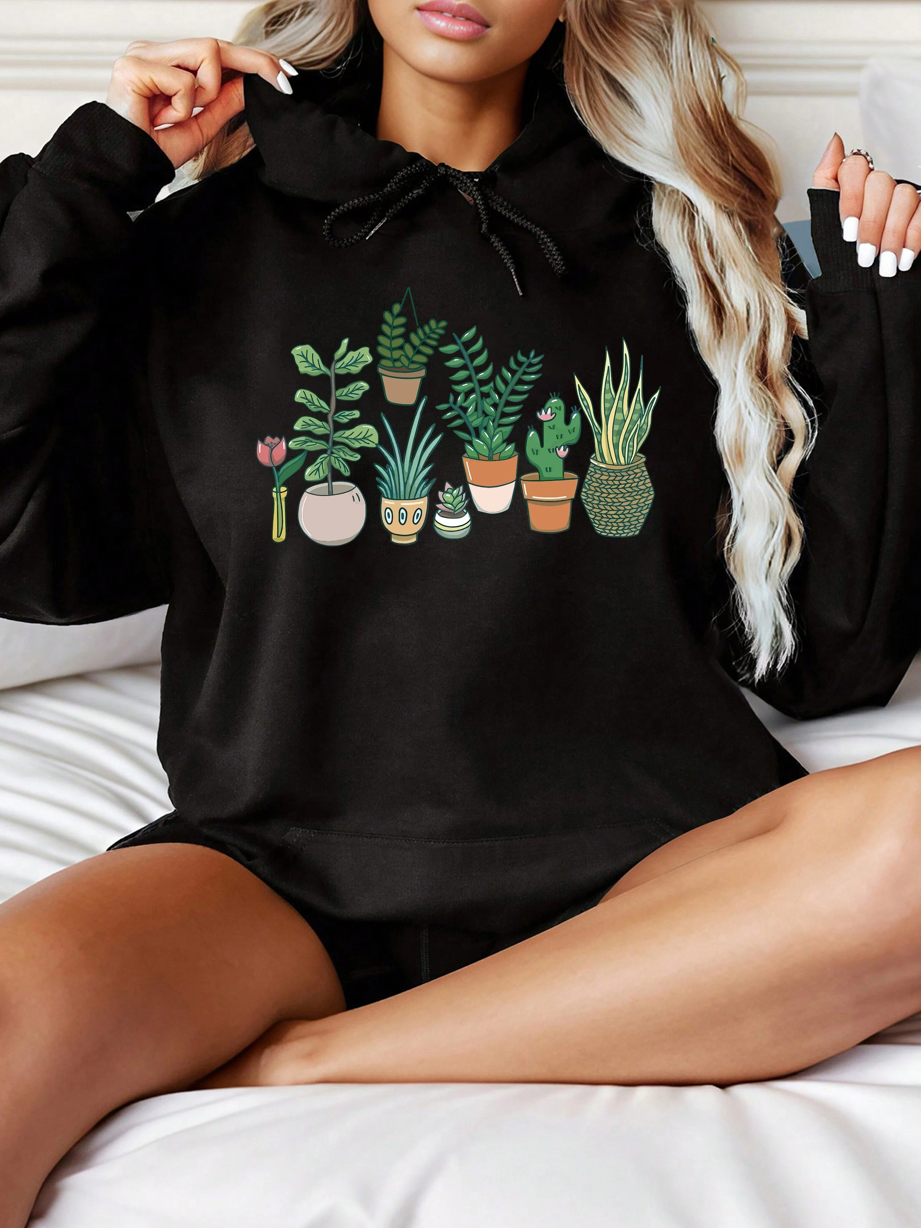 

Potted Graphic Printing Autumn and Winter Cotton Men's and Women's Hoodies Casual Outdoor Street Sports Training Brand Trend