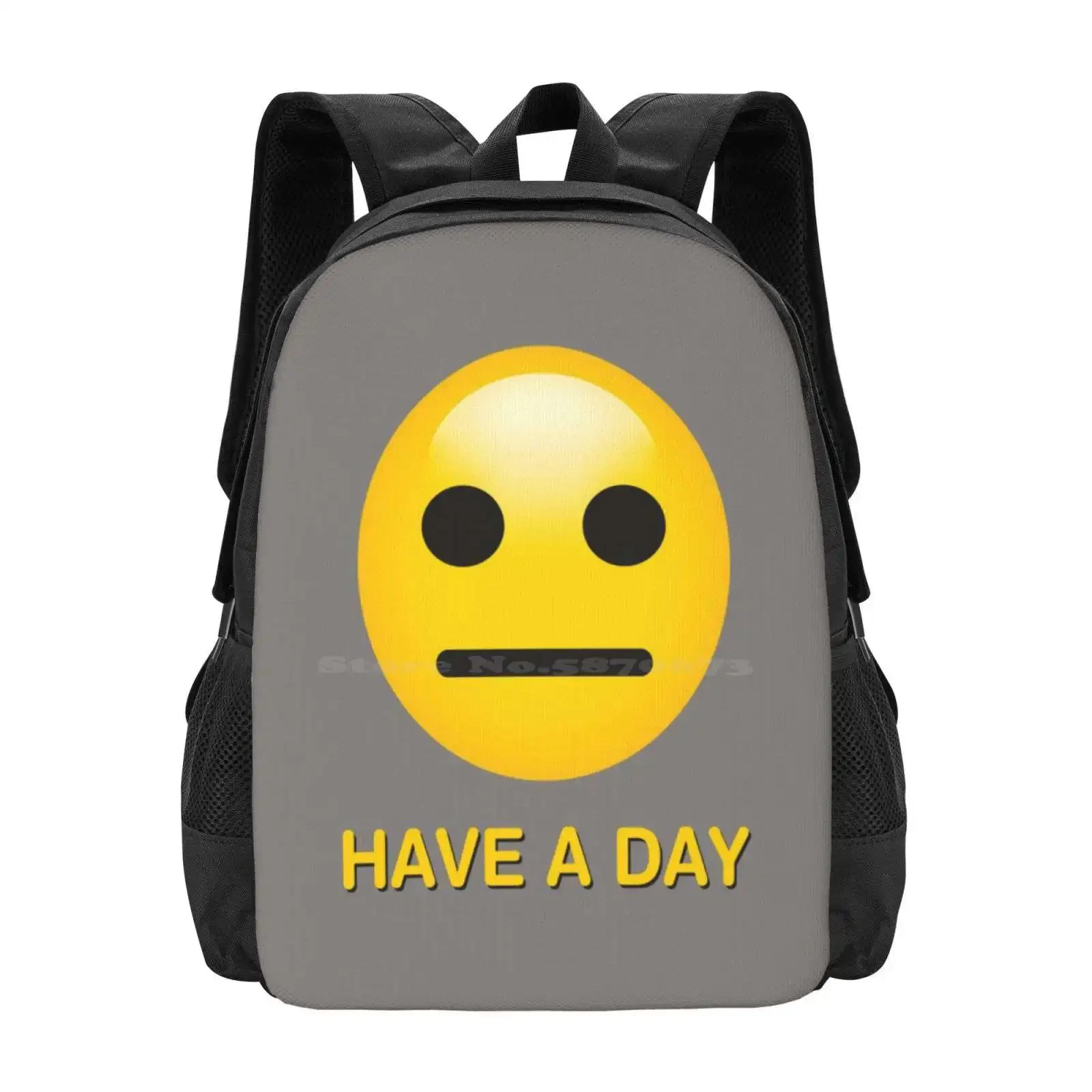 

Have A Day Hot Sale Schoolbag Backpack Fashion Bags Happy Face Icon Have A Nice Day Getting By Coping Blank Stare Blank Face No