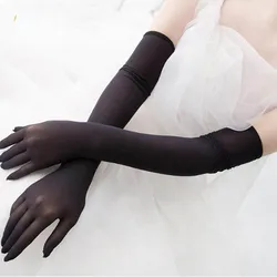 Women Black Sexy Long Gloves Fashion Classic Opera Elbow Wrist Mitten Stretch Finger Wedding Banquet Glove Driving Accessories