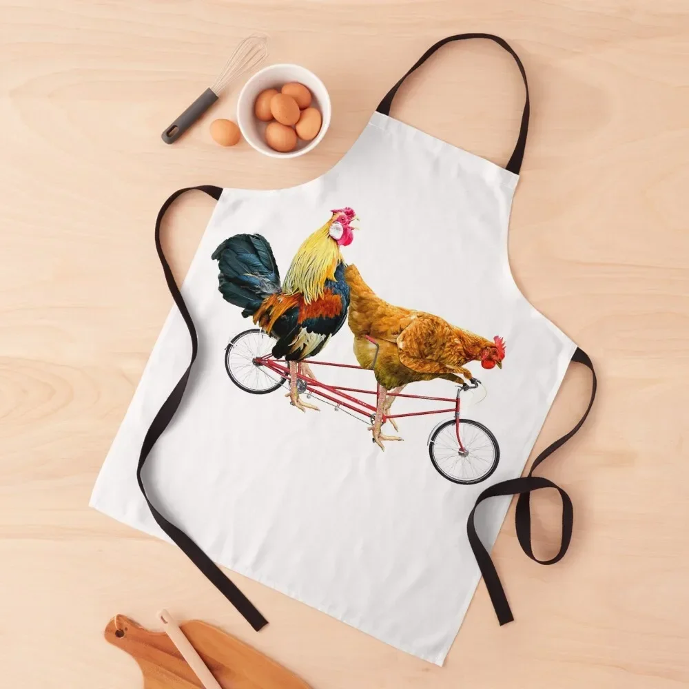 

Chickens on a Tandem Bicycle Apron kitchen clothes Kitchens Woman with personal logo professional hairdressing Apron