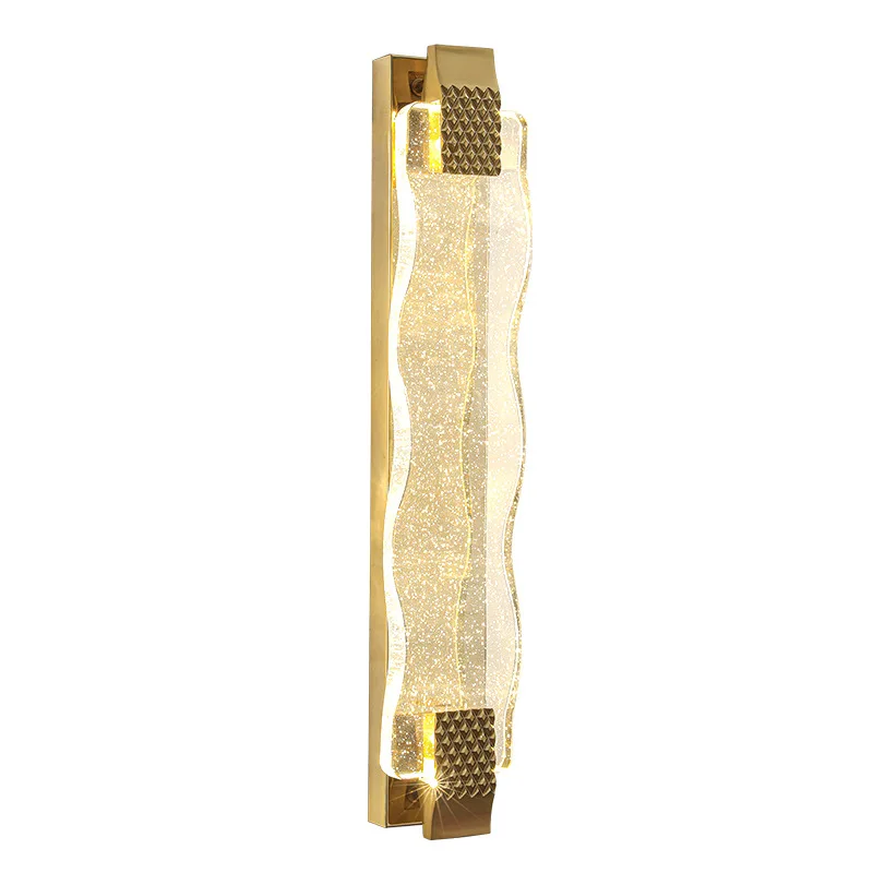 Wave crystal stainless steel wall lamp luxury bedroom bedside creative wall accessories modern decorative bracket lamp