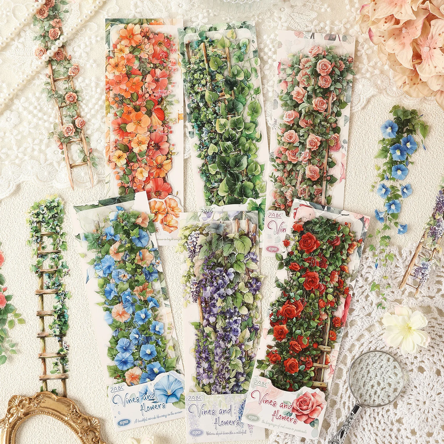 Vinhas chumbo flor série vintage planta floral paisagem pet adesivo criativo diy diário material colagem scrapbook papelaria