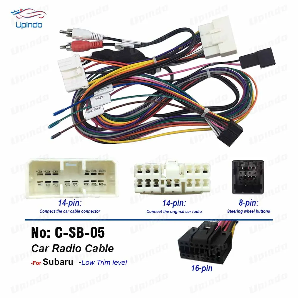 Car Radio Cable 16-pin Power Wiring Harness Android Head Unit Adapter Connector for Subaru Legacy Outback Baja Forester Impreza