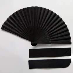Vintage Black Chinese Style Folding Fans Kung Fu Fan Wedding Party Solid Color Pocket Hand Craft Dance Fan Home Decorative Fans