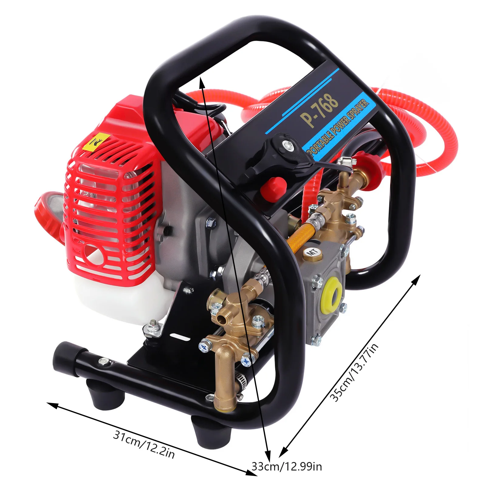 Efficient Handheld Sprayer - 8-10m Spray Range, Pressure Adjustment Valve, Easy Start + Complete Accessories Kit