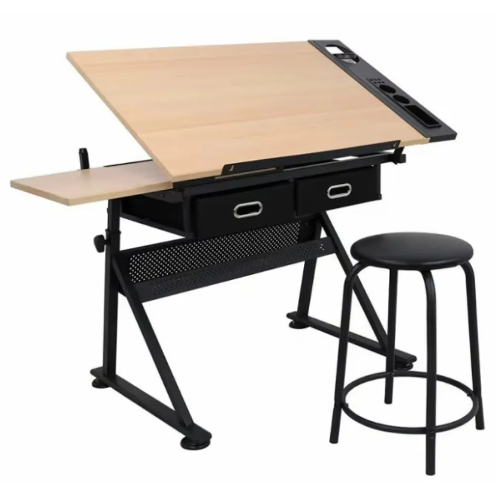 ارتفاع مريح قابل للتعديل صياغة مكتب قابل للإمالة منضدية دراسة الفن طاولة الرسم مكتب مع كرسي