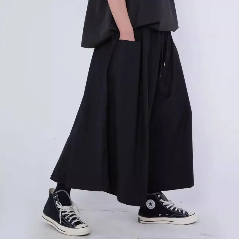 

Same As Seen In Chengdu Taiguili Fashion Show, Casual Wide-Leg Nine-Point Pants, Men's Casual Pants Style Dark Culottes, Men's P