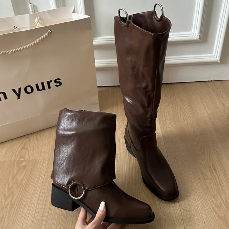 

Long Boots for Women High Heels Designer Shoes Fashion Chunky Dress Woman Pumps 2025 New Winter Chelsaea Boots Femme Zapatos