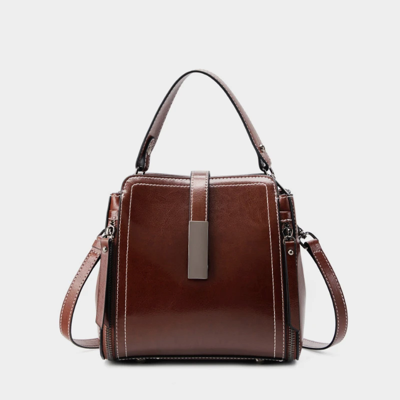 Hifashion Vintage Cow Genuine Leather Small Shoulder Bags For Women 2026 Luxury Designer Crossbody Purses Bucket Ladies Handbags