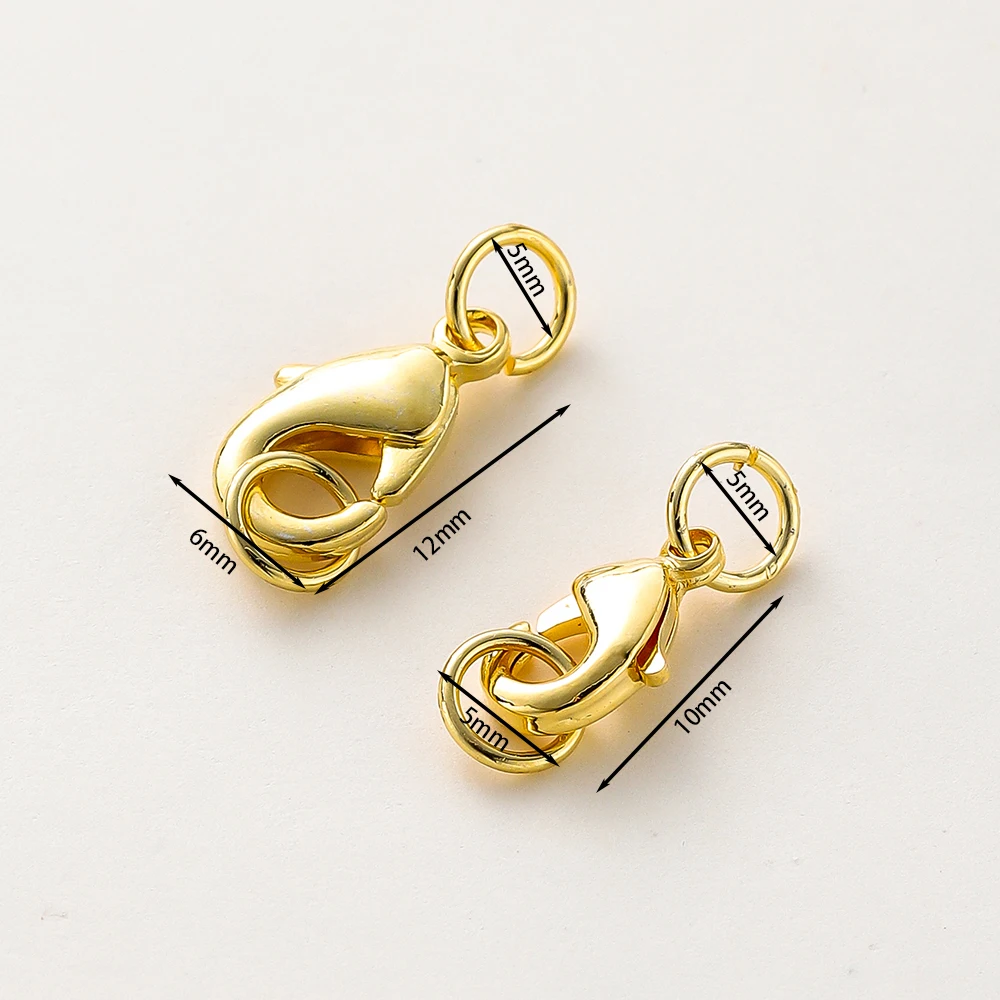 14K/18K Gold Color Plated Brass 10Pcs Lobster Clasp with 20Pcs Open Jump Rings DIY Findings Kit for Bracelet Jewelry Making