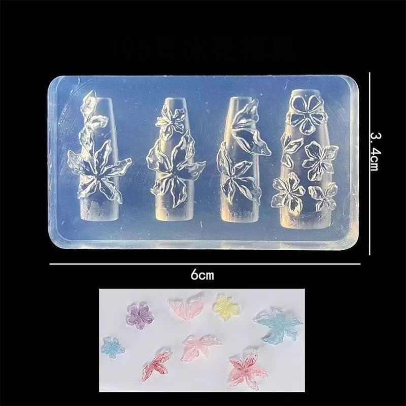3D Ice Flower Lily Diy Template Flower Serie Silicone Nail Accessories Carving Mold Nail Art Carving Mold Charms