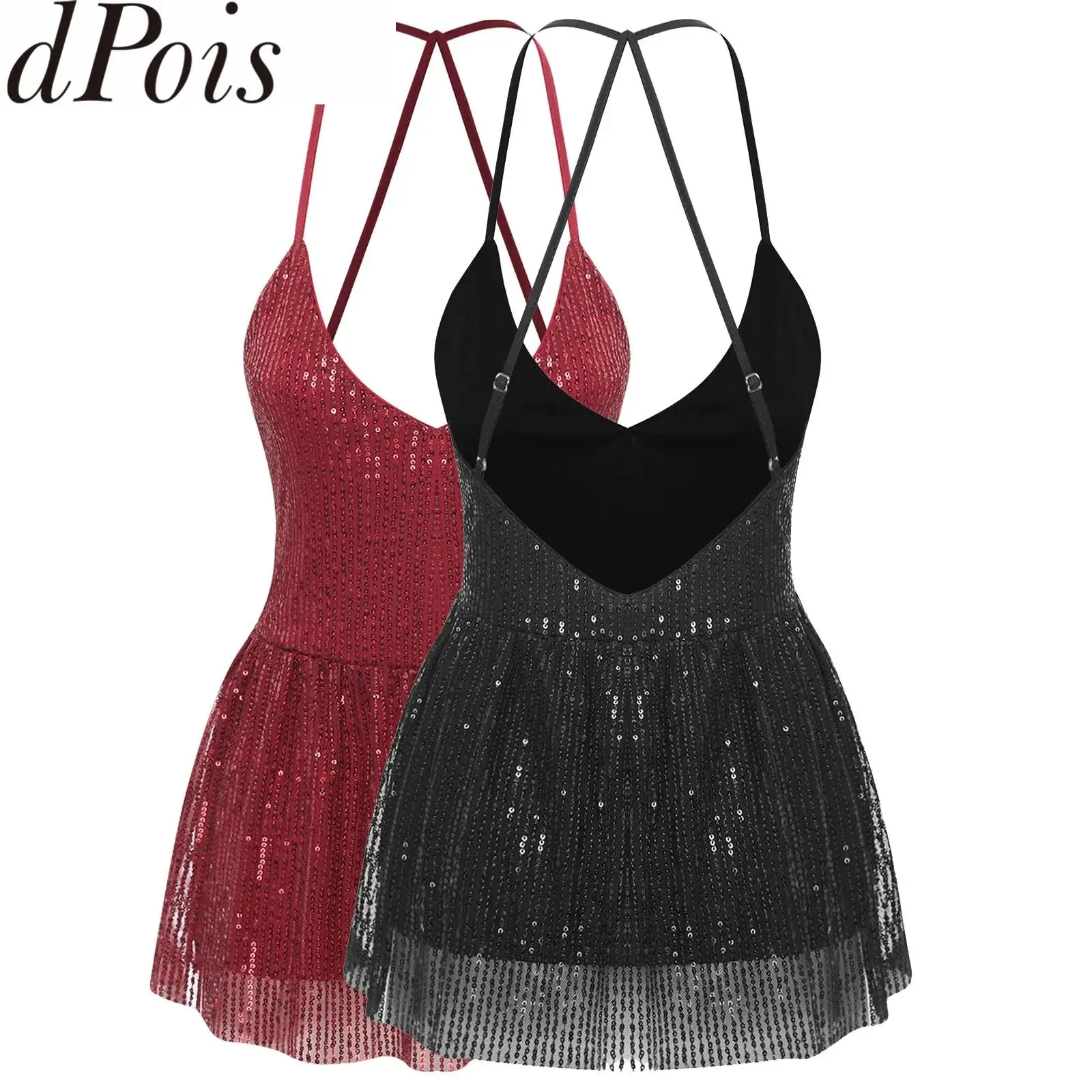 

Women Sequin Tops Glitter Disco Party Cocktail Vacation Strappy Tank Top Sparkle Cami Top Nightclub Party Y2k Streetwear Tops