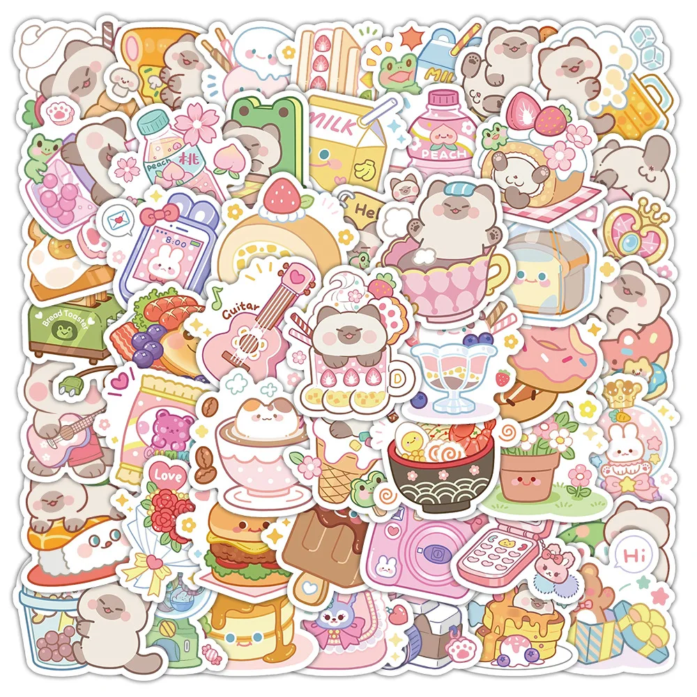 

10/60PCS Cartoon Cute Dessert Bear Stickers Fun Food Cake Doodle Waterproof Decals Toy Decoration Bike Notebook Phone Case