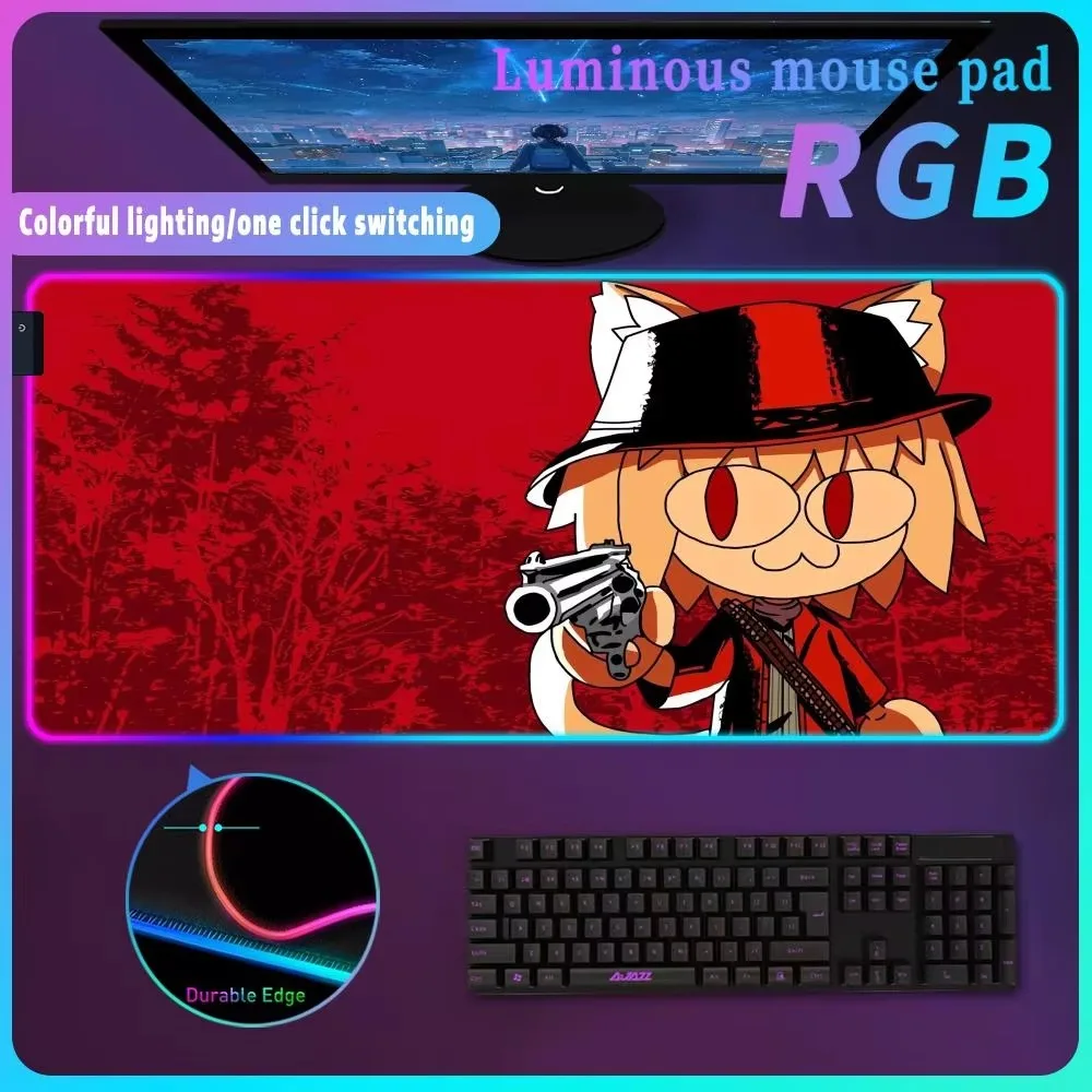 

Anime NECOARC Cool RGB Edge Lock Rubber Mouse Pad Cute Desk Accessories Luminous Desk Mat Backlit High-end E-sports keyboard Pad