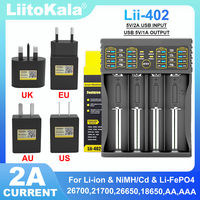 Liitokala Lii-402 18650 3.7V 3.2V 3.85V 26650 20700 14500 21700 25500 16340 1.2V NiMH Lithium Rechargeable Battery Charger