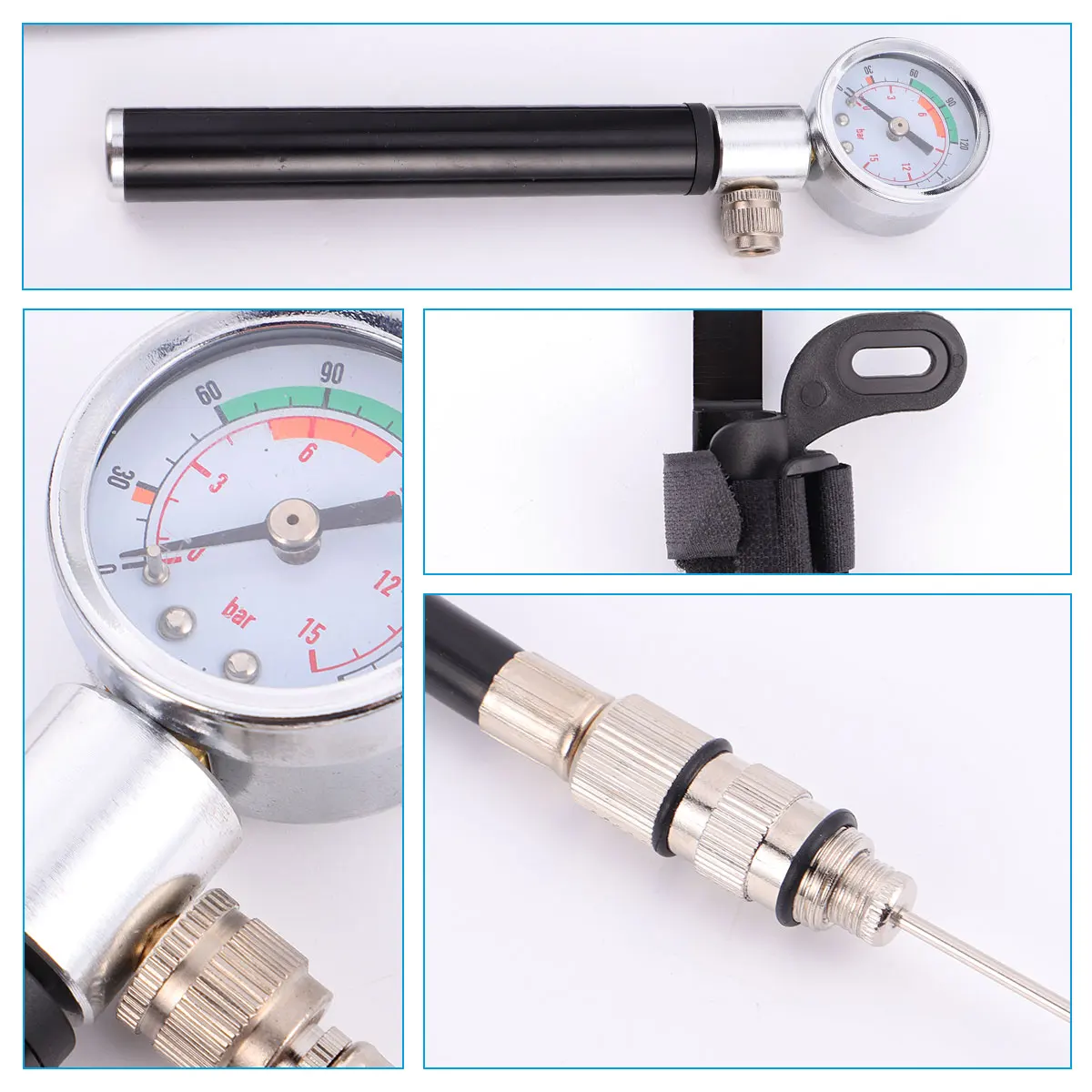 

1Set Portable Bike Tire Inflator Black High Pressure Pump Fast Pumping for Bicycle Motorcycle Airbed Balls High Pressure Pump