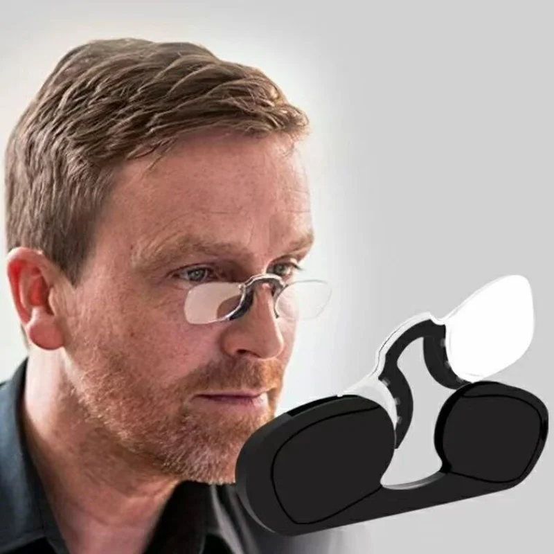 Fashion Nose Clip Reading Glasses Ultra Light and Convenient Mobile Phone Presbyopic Eyeglasses Retro Style HD Reading Eyewear