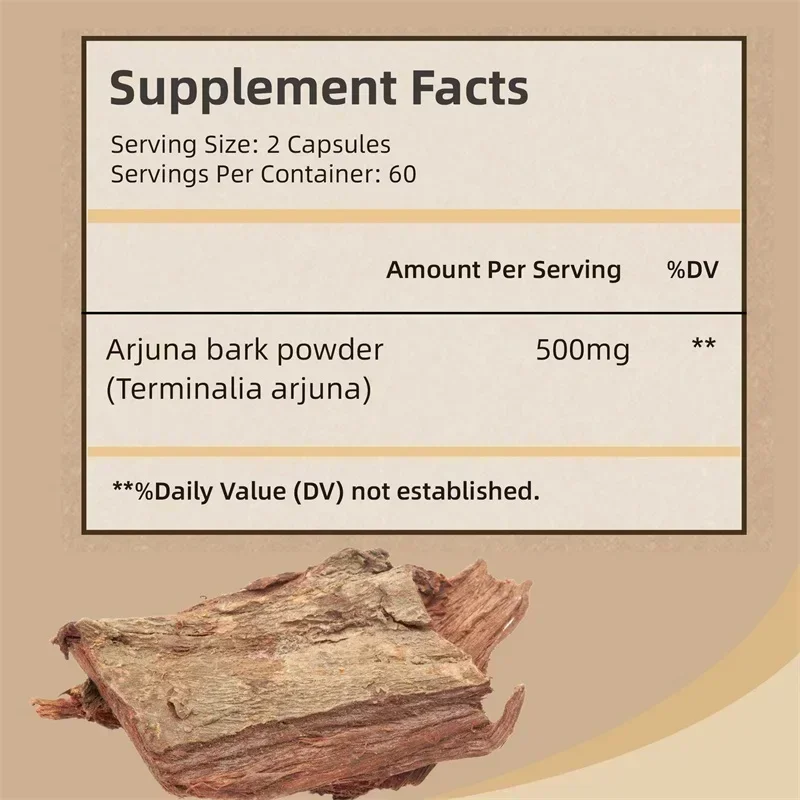 Arjuna Capsules - Supports Heart & Cardiovascular Health, Maintains Normal Blood Pressure Levels, Relieves Stress, Boosts Energy