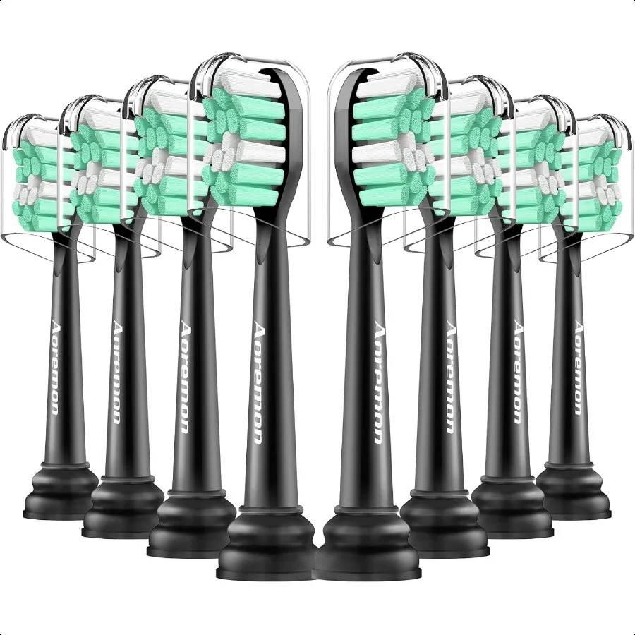 Ersatzköpfe für Sonicare, Ersatzbürstenköpfe, kompatibel mit Philips Sonicare Snapon elektrische Zahnbürste, Schwarz, 8-tlg