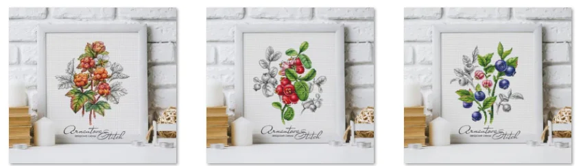 

Embroidery Cross Stitch Kits Craft DIY Needlework Cotton Canvas -Berry 2-28-31
