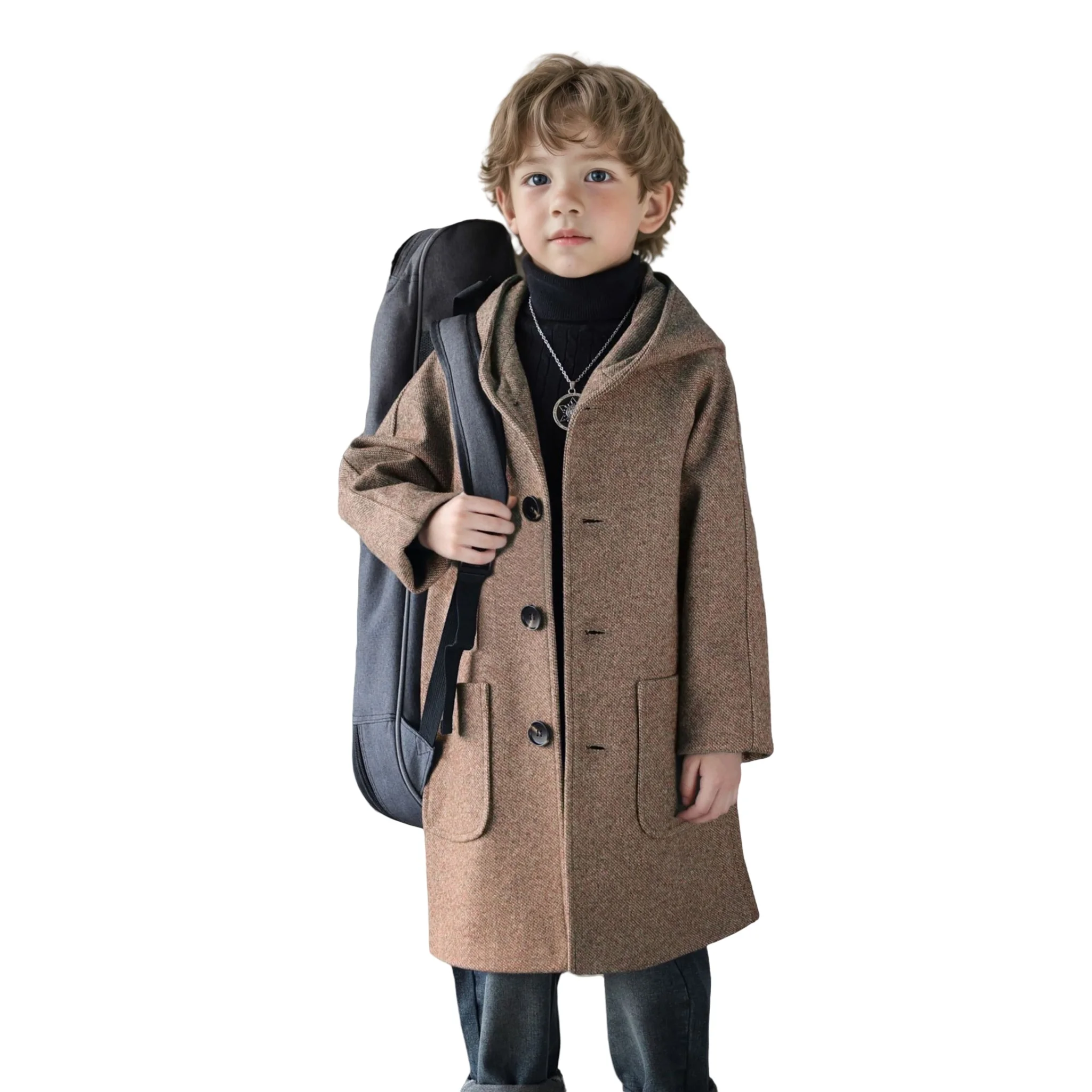 

Формальное рождественское зимнее шерстяное пальто в стиле ретро для мальчиков-подростков, детская ветрозащитная уличная длинная куртка, детское шерстяное пальто для фотосессии, От 3 до 15 лет