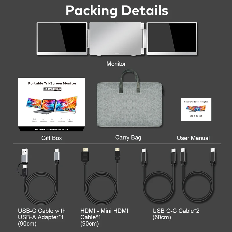 Widely Compatible Laptop Screen Extender Hot New Private Model Flicker Free Adjustable Base Bracket Triple Portable Monitor