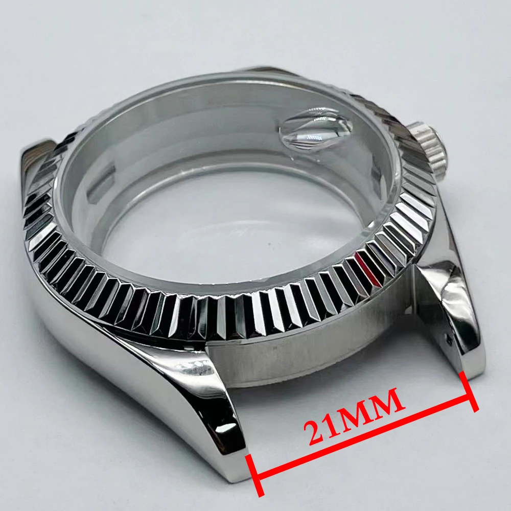 41mm for NH35 Movement Solid 316L Stainless Steel Watchcase Sapphire Crystal Watch With Calendar Window Fit dial 30mm-31.5mm