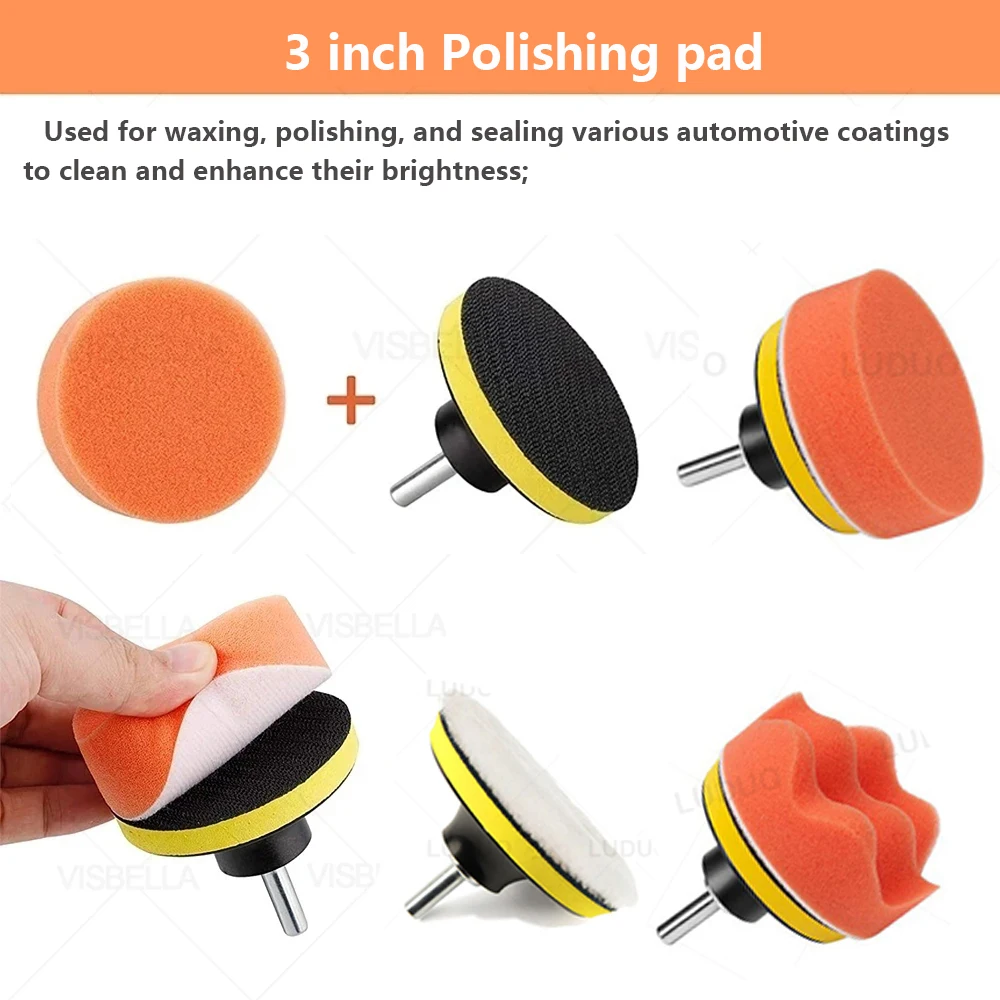 Car Polishing Pad Waxing Sponge Pad Polishing Kit Auto Detailing Sandpaper Buffing Sanding Disc Adapter Headlight Restoration