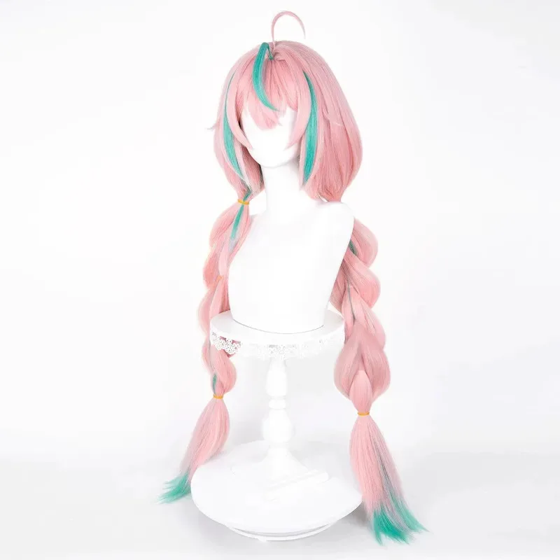 New Halloween Cosplay Varesa Cosplay Wig Genshin Impact Cos Long Braid Pink and Green Mixed Hair Costume Hair with Bangs for Wom - view 2