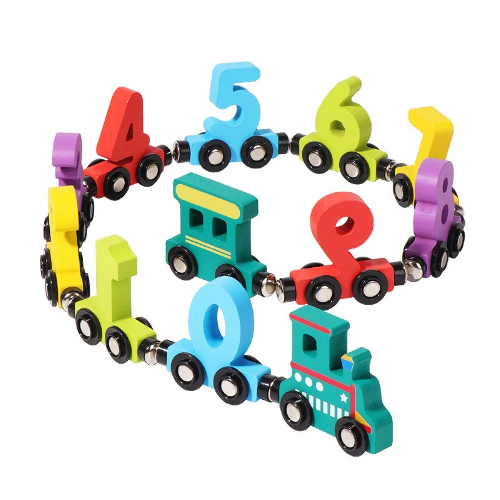 

Number/Animal Magnetic Wooden Train Toys Fruits/Dinosaur Mathematical Operation Exercises Montessori Number Train Set