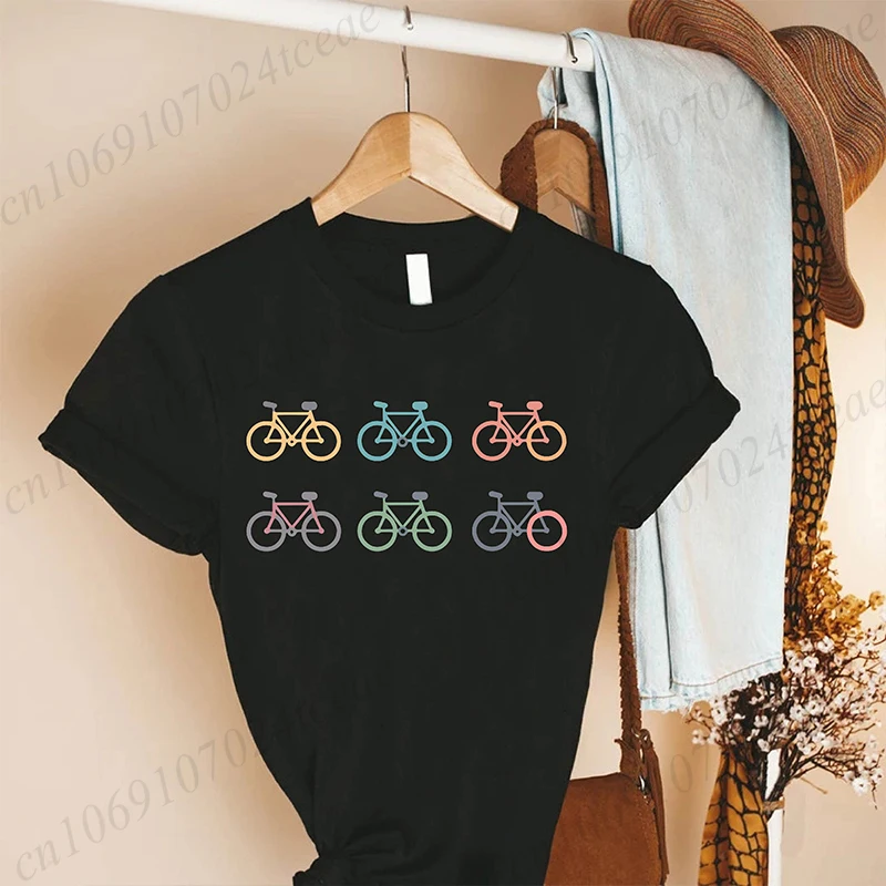 Bicycle Cycling T-shirts for Women Clothes Funny Cyclist Biker T-shirts Fashion Casual T-shirts Colorful Bicyclist Clothes Tops