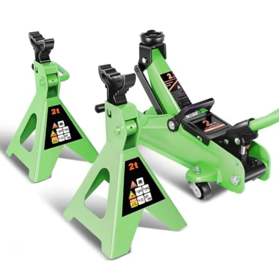 

2 Ton Car Jack and Stands Kit 2T 4000 lbs Capacity Low Profile Hydraulic Trolley Service/Floor Jack with 2 Ratchet Stands Combo