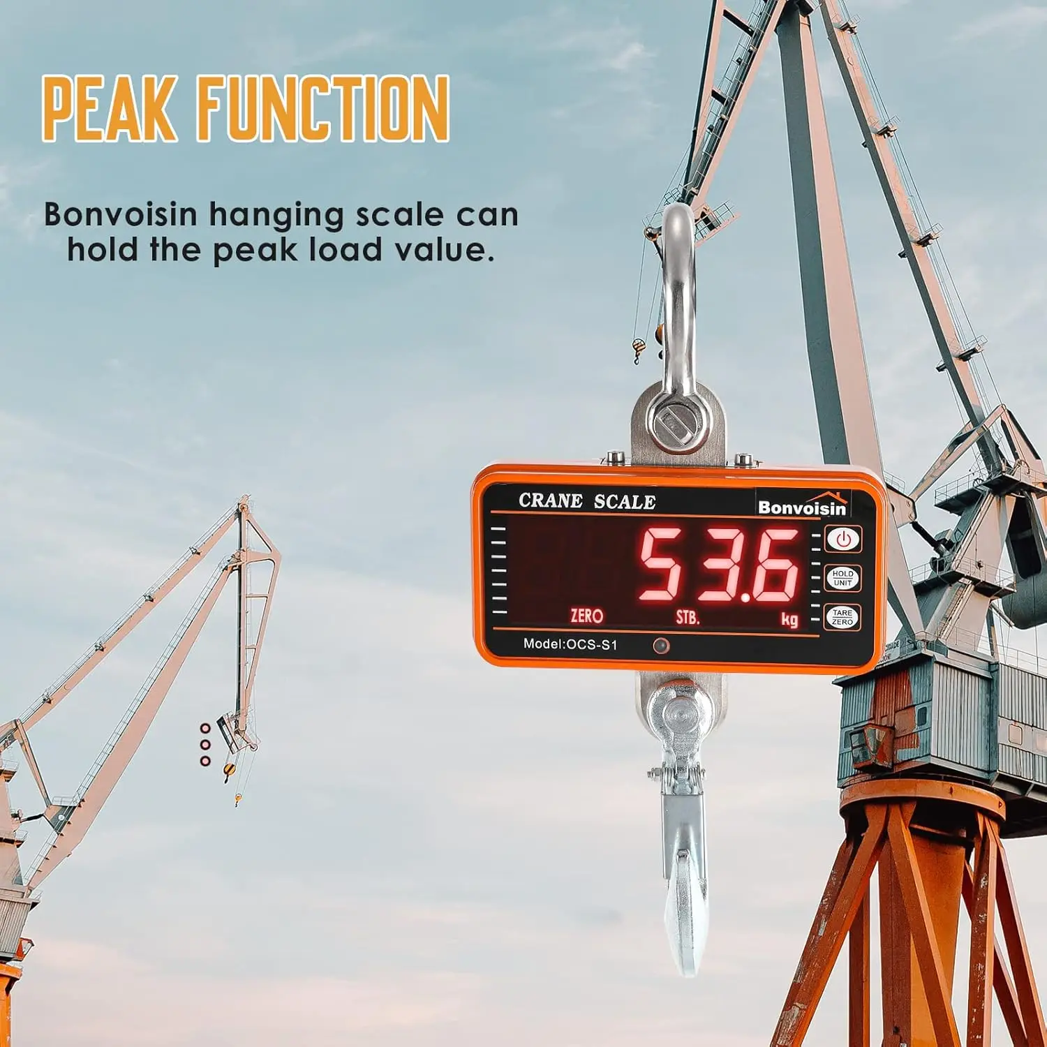 Digital Crane Scale 2000lb Hanging Scale Digital Weight with Peak Hold and Remote Control Industrial Heavy Duty Hang Scale for F