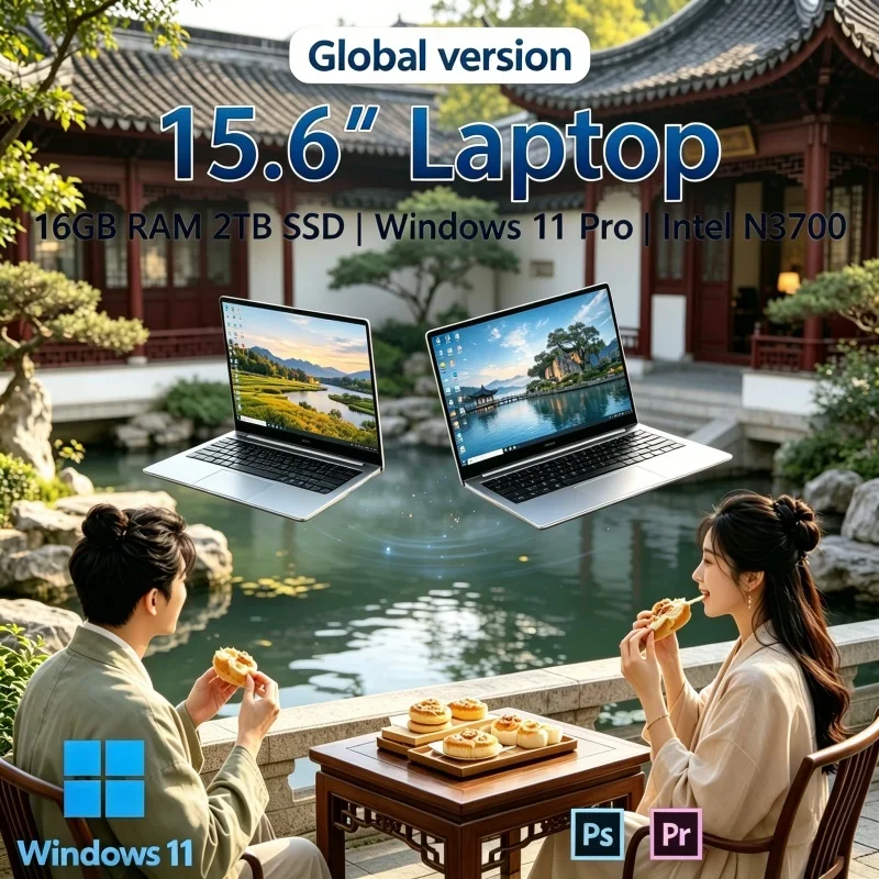 

Wide View 15.6 Inch Business Laptop 32GB DDR4 2TB SSD Intel N3700 Multifunctional Household Computer