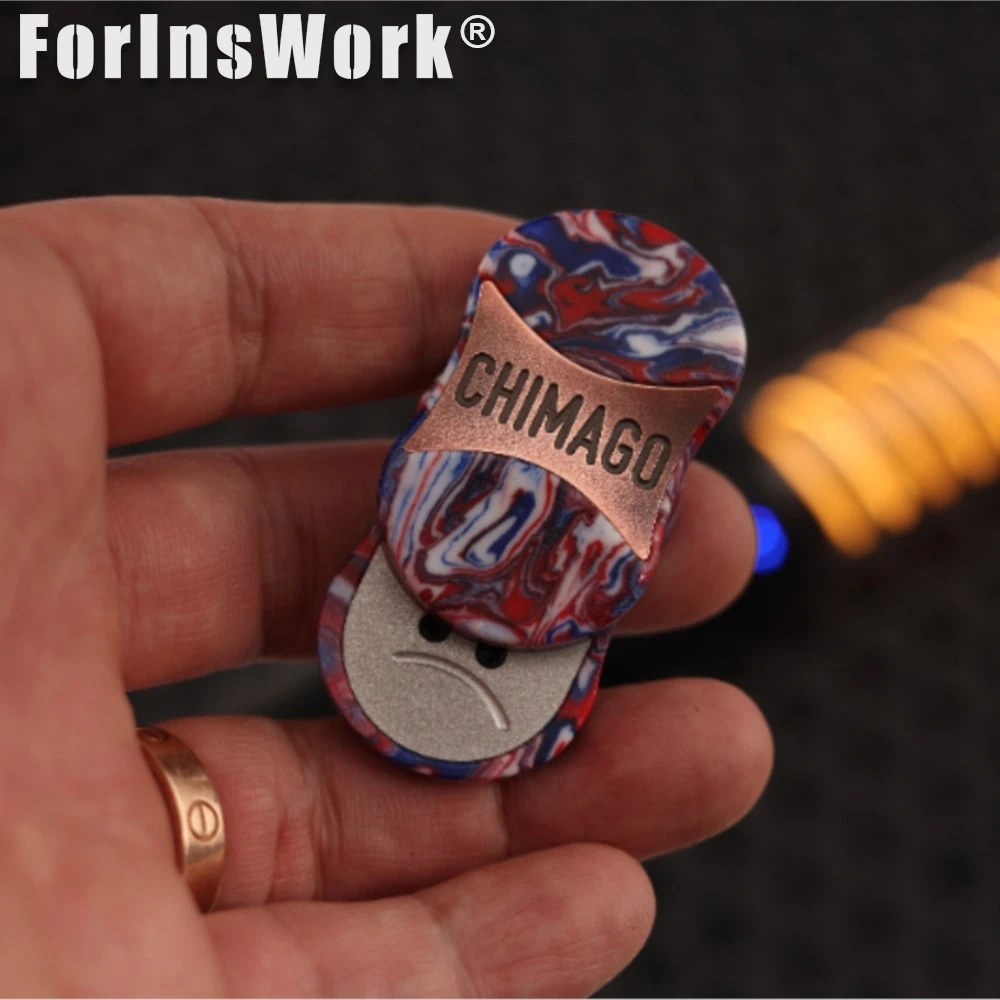 CHIMAGO EDC DESIGN Wrath Expression Fidget Slider Resin And Red Copper Trendy EDC Stress Relief Toy