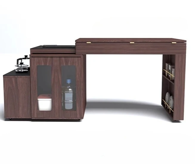 

Balcony new solid wood movable tea table rotating tea table folding dining table chair drinking tea chair combination