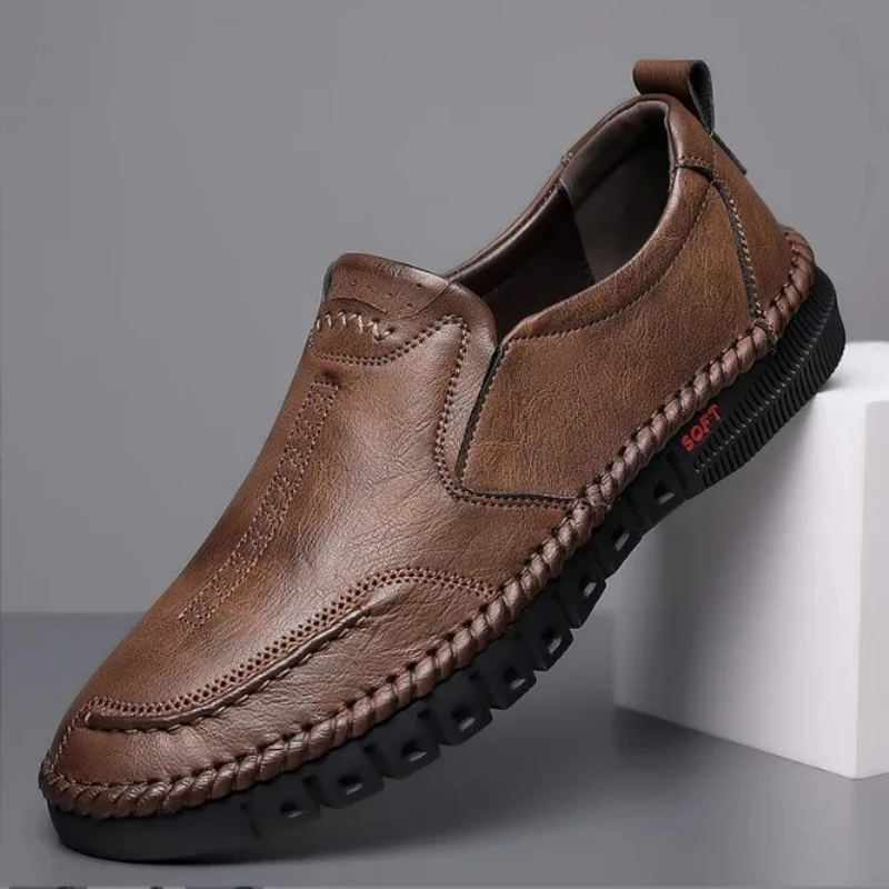 

Fashion New Breathable Soft Leather Shoes Men's Casual Shoes Spring Fall 2023 Slip on Leather Loafers Driving Moccasins Male