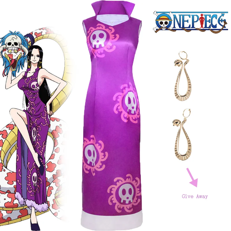 

Anime One Piece Boa Hancock Cosplay Costume Purple Sexy Dresses Uniform Suit Halloween Role Play Party Outfits for Adult Girls