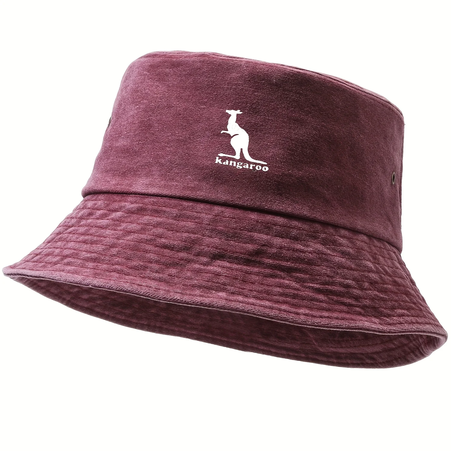 Kangaroo Pattern Washed Printed Bucket Hat - Lightweight, Breathable, Foldable Wide-Brimmed Bucket Hat, Unisex Outdoor Travel Ha