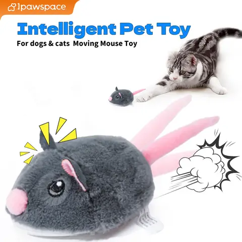 Ratón interactivo eléctrico para gatos, juguete de peluche divertido, juguetes de movimiento interactivo para mascotas inteligentes, accesorios para gatos de movimiento rápido