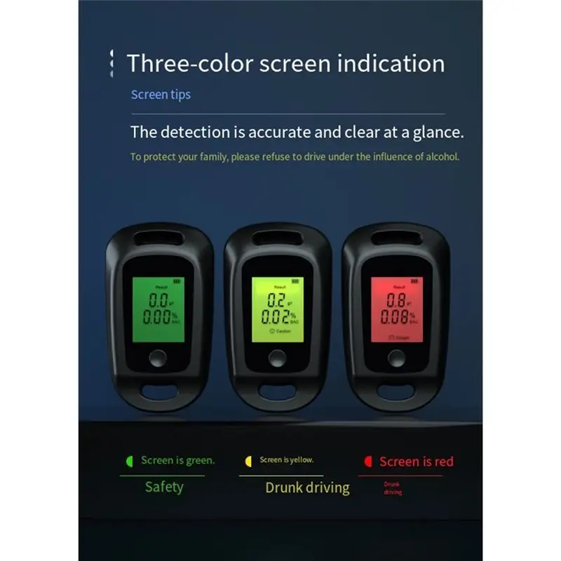 Efficientt-Drunk Driving Tester Digital Alcohol Tester Professional Alcohol Detector Breathalyzer LCD Display Alcotester Handhel