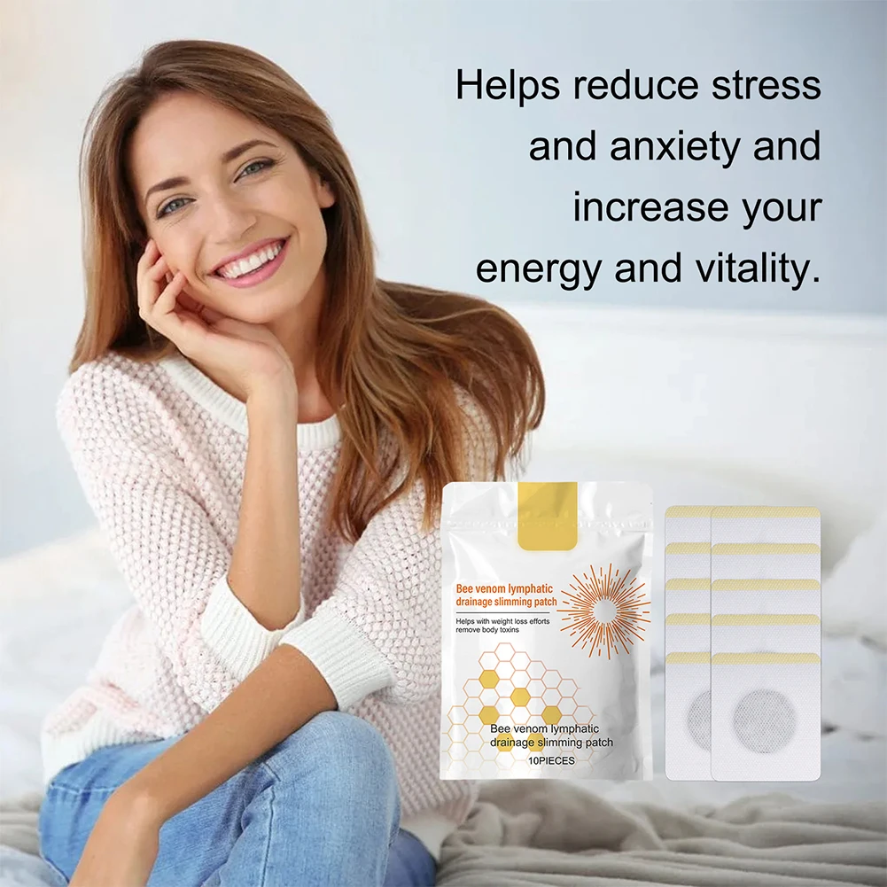 10 قطعة/الحقيبة سم النحل بقع تخفيف الإجهاد التصريف اللمفاوي أكياس للتخسيس السموم البطن السرة ملصق للتورم