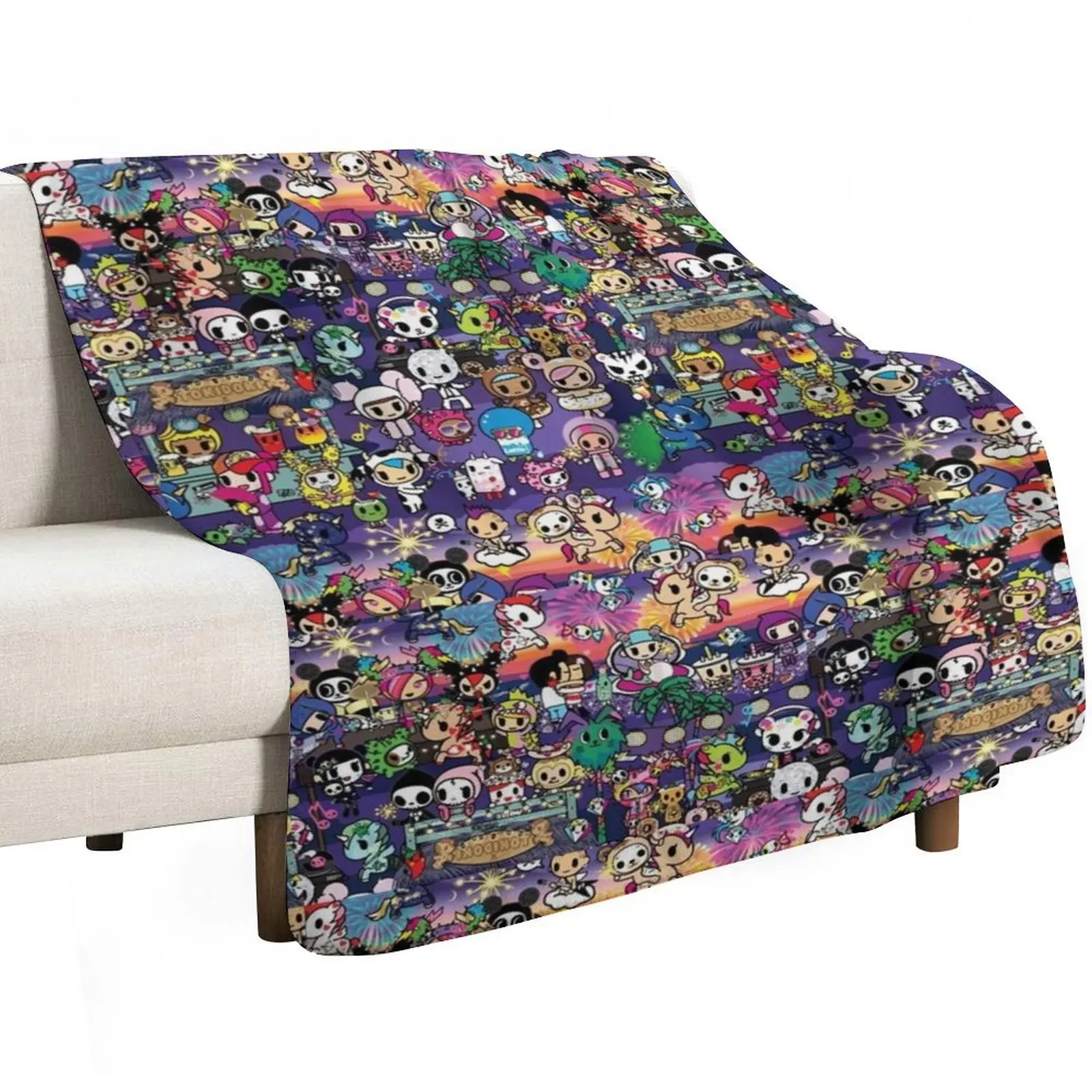 donutella and his friends unicorns mofia collaboration Throw Blanket Furrys Soft Loose sofa bed Custom Fashion Sofas Blankets