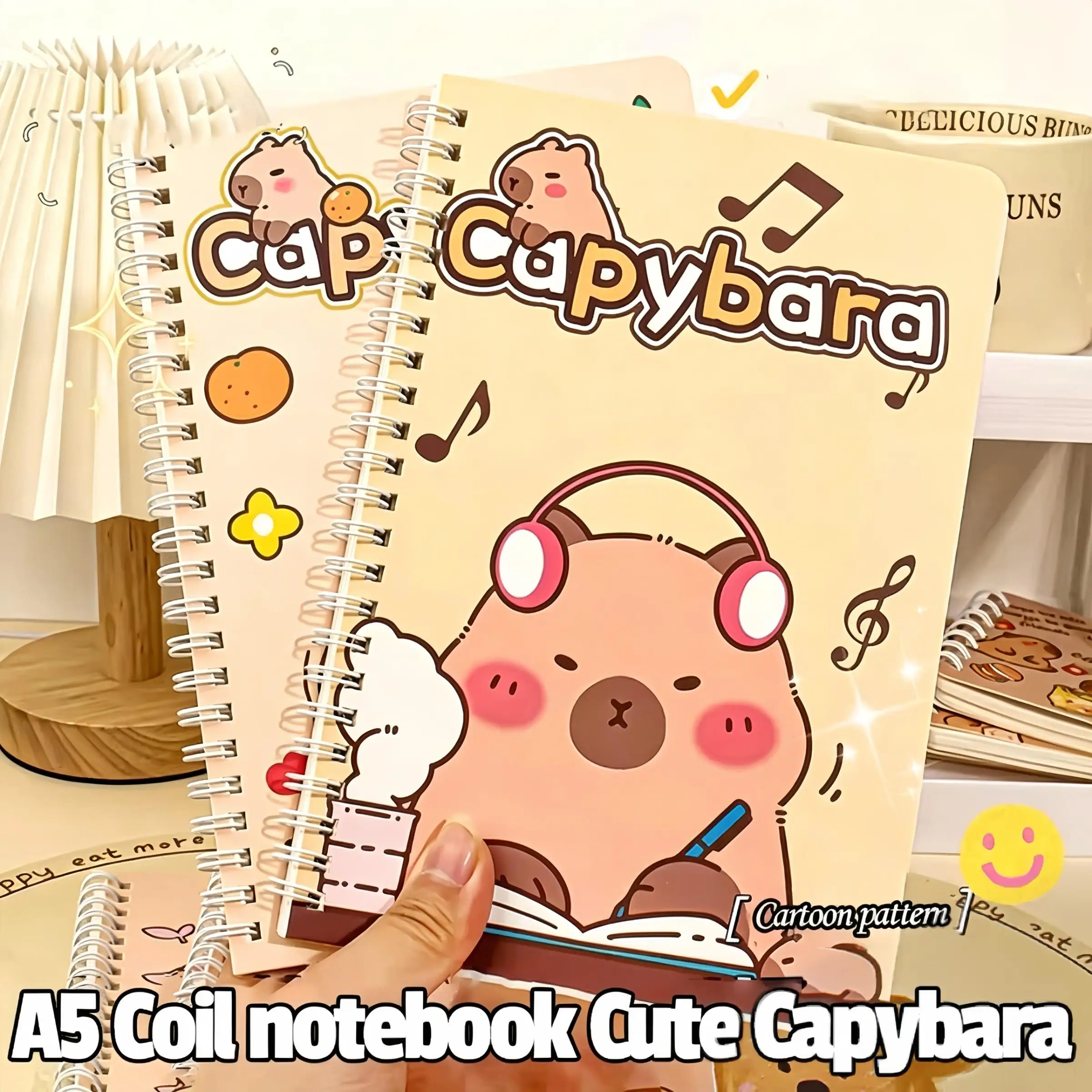 Capybara A5 Spiral Notebook Cute Planner Daily Notes Coil Notebooks Small Notepad For Kid Student Diary School Learning Supplies