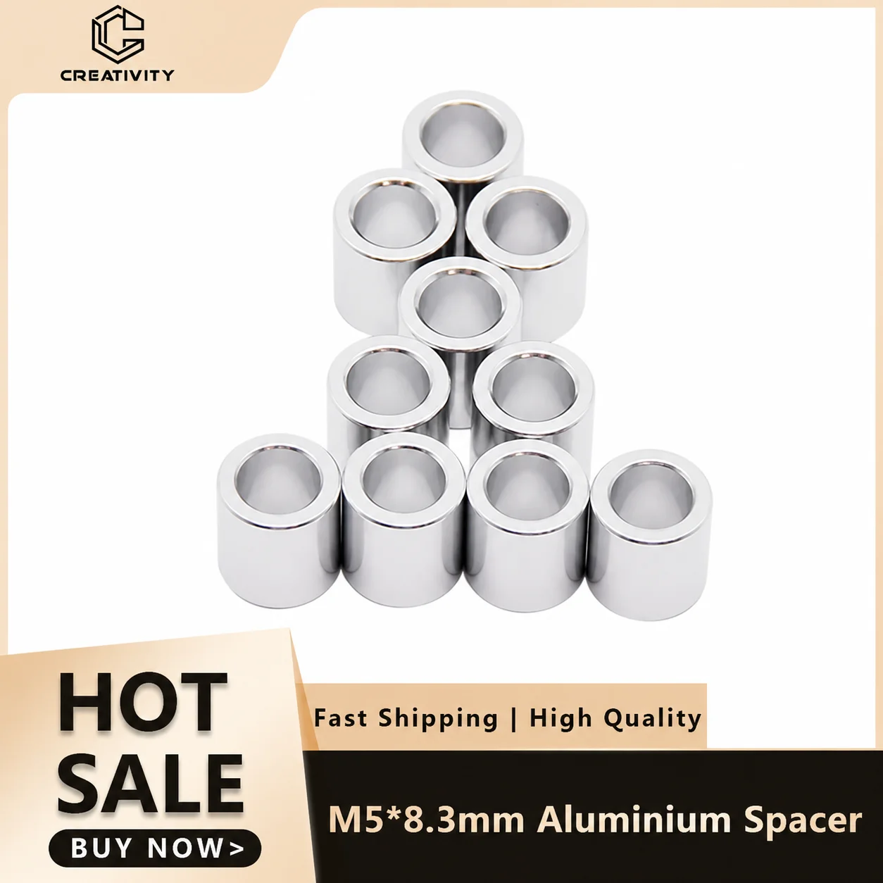 Creativity 20PCS M5*8.3mm Aluminium Spacer V-slot Isolation Column Separate Pillar Quarantine Bore 3D Printer Parts